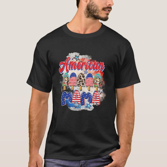 American Mama Ice Cream American Flag Patriotic 4t T-Shirt (Vorderseite)