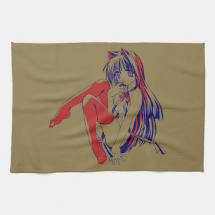American Manga Neko Catgirl Kawaii Anime Geschirrtuch