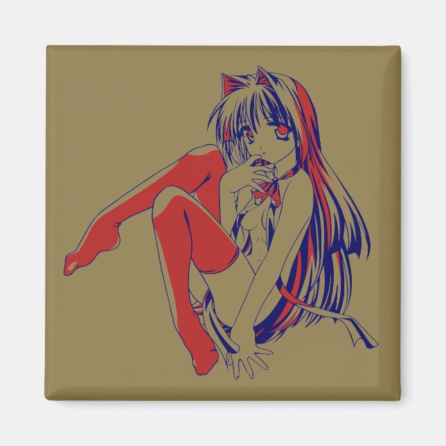 American Manga Neko Catgirl Kawaii Anime Magnet (Vorne)