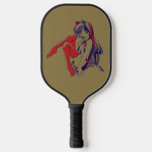American Manga Neko Catgirl Kawaii Anime Pickleball Schläger