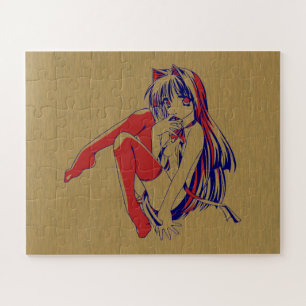 American Manga Neko Catgirl Kawaii Anime Puzzle