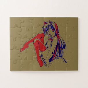 American Manga Neko Catgirl Kawaii Anime Puzzle