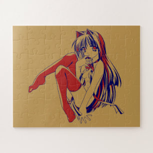 American Manga Neko Catgirl Kawaii Anime Puzzle