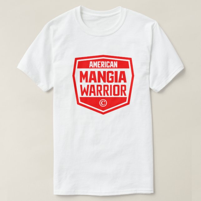 American Mangior Warrior - Logo mit schwarzem Schi T-Shirt (Design vorne)