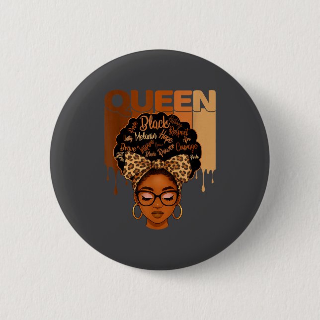 American Melanin History Queen Black African Laugh Button (Vorderseite)