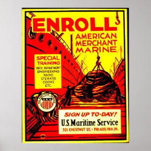 American Merchant Marine - Heute anmelden ! Poster