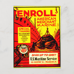 American Merchant Marine - Jetzt einschreiben Postkarte