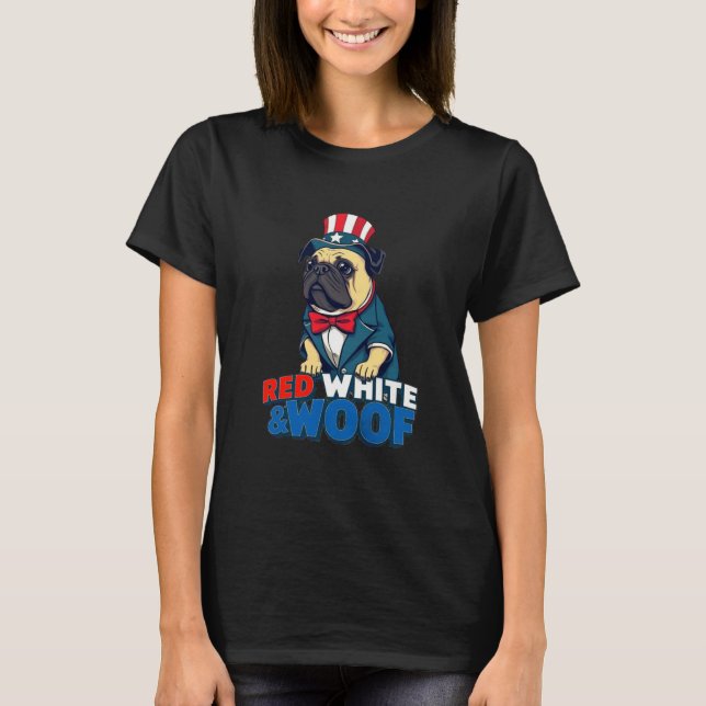American Mops Red White & Woof T-Shirt (Vorderseite)