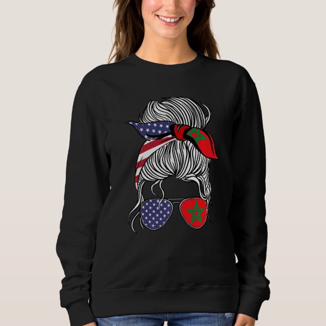 American Moroccan Patriot Flag Women Girl Morocco  Sweatshirt (Vorderseite)