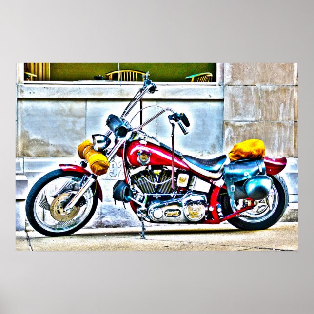 American Motorrad Outdoor Cafe HDR Poster (Vorne)
