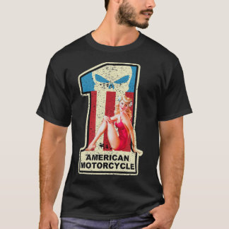 American Motorräder 1 Button Up Girl Bike Alte Sch T-Shirt