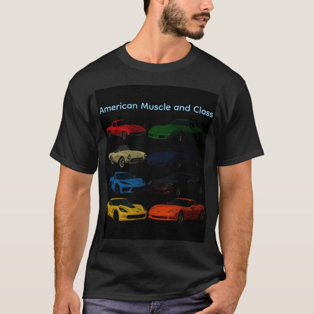 American Muscle and Class Corvettes T-Shirt (Vorderseite)