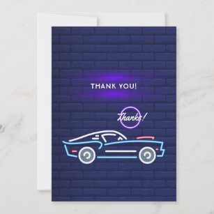 American Muscle Car Neon Geburtstag Dankeskarte