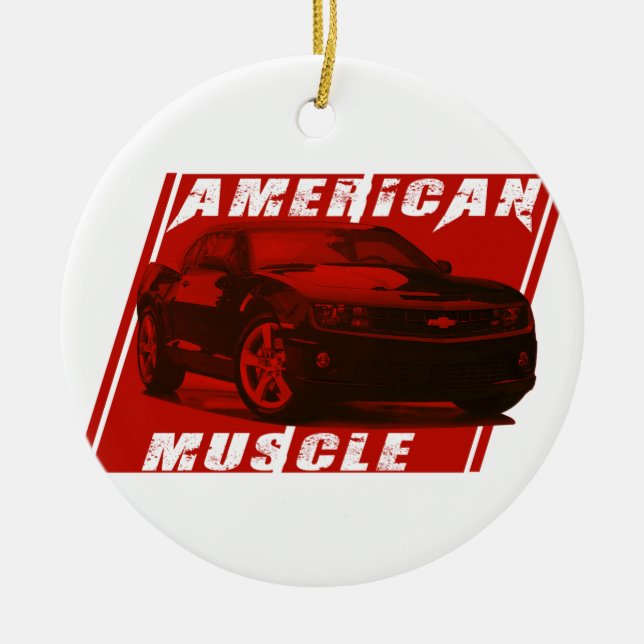 American Muscle Red Camaro Keramik Ornament (Vorne)