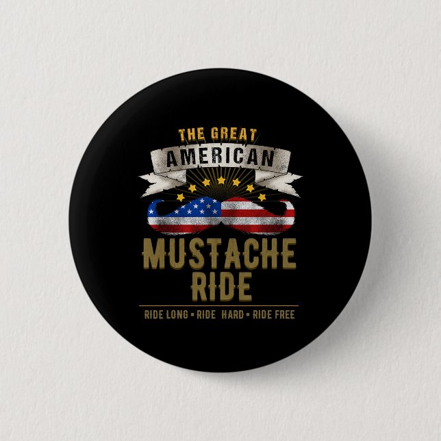American Mustache Ride 4. Juli für Patriotic B Button (Vorderseite)