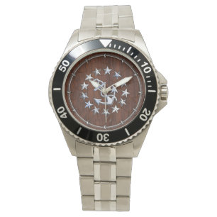 American Nautic Yacht Flag Wet Look Armbanduhr