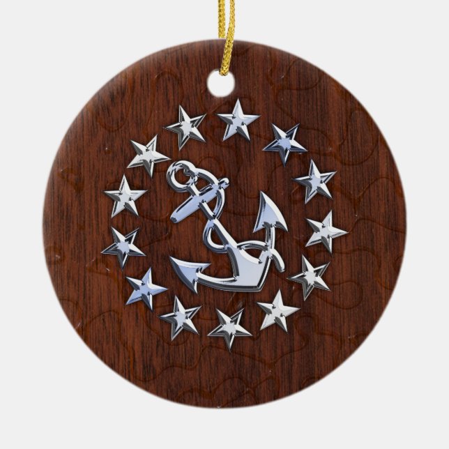 American Nautic Yacht Flag Wet Look Keramikornament (Vorne)