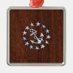 American Nautic Yacht Flag Wet Look Ornament Aus Metall