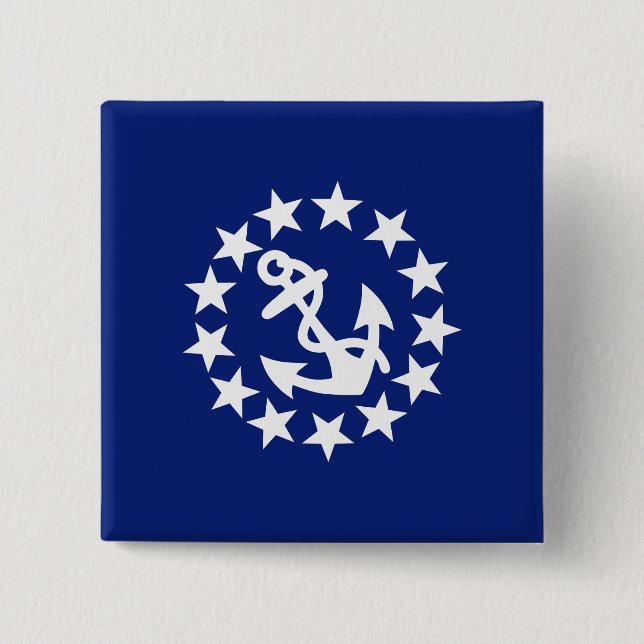 American Nautical Yacht Flag in Navy Blue Button (Vorderseite)