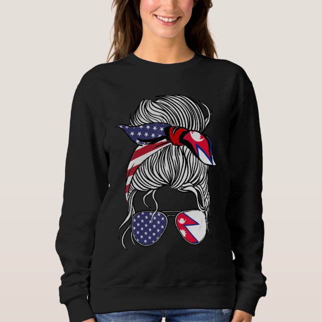 American Nepalese Patriot Flag Women Girl Nepal Gr Sweatshirt (Vorderseite)