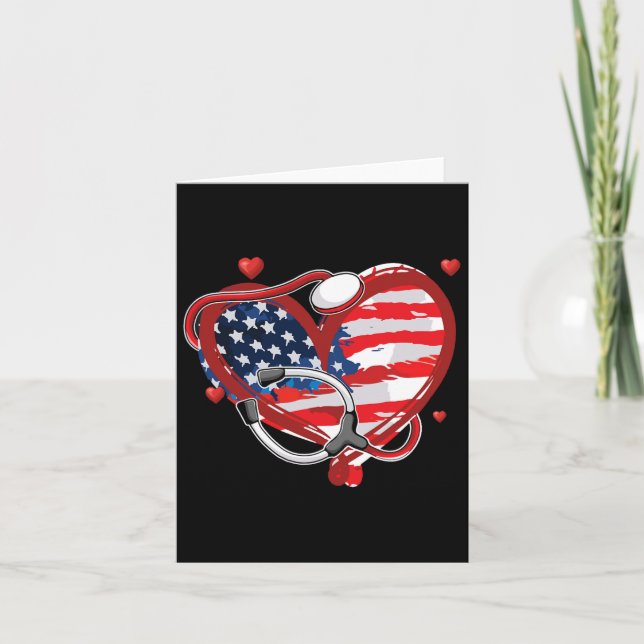 American Nurse 4. Juli Patriotic USA Flag Nurs Karte (Vorderseite)
