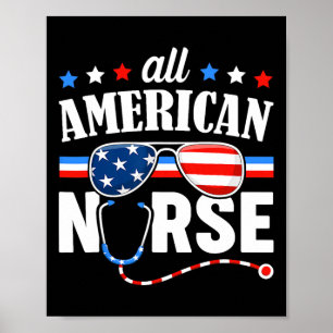 American Nurse 4. Juli Patriotic USA Flag Nurs Poster