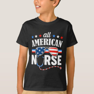 American Nurse 4. Juli Patriotic USA Flag Nurs T-Shirt