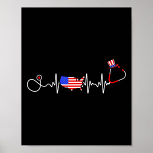 American Nurse 4. Juli USA Flag Karte Patriotic Poster