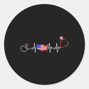 American Nurse 4. Juli USA Flag Karte Patriotic Runder Aufkleber
