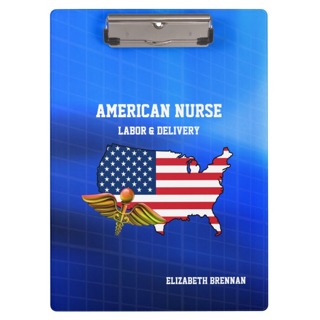 American Nurse | Arbeit & Lieferung Patriotisches  Klemmbrett (Vorderseite)