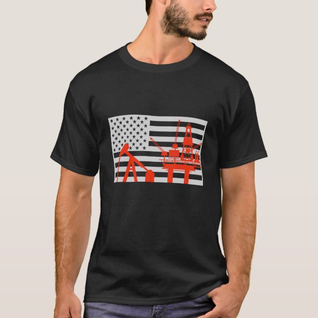 American Oilfield Worker USA Flag Gift T - Shirt (Vorderseite)