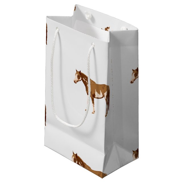 American Paint Horse Reitsport Wasserfarbe Kleine Geschenktüte (Vorderseite Schrägansicht)