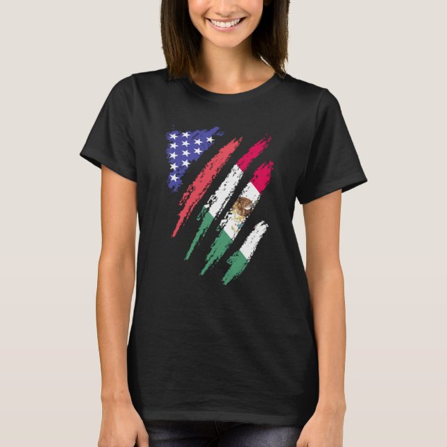 American Patriot Grown Heart Flag Streifen T-Shirt (Vorderseite)
