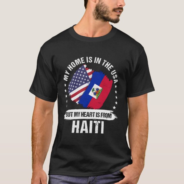 American Patriot Haiti Flag American Haitian Roots T-Shirt (Vorderseite)