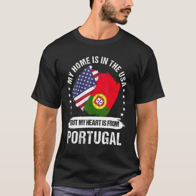 American Patriot Portugal Flag American Portugiesi T-Shirt (Vorderseite)