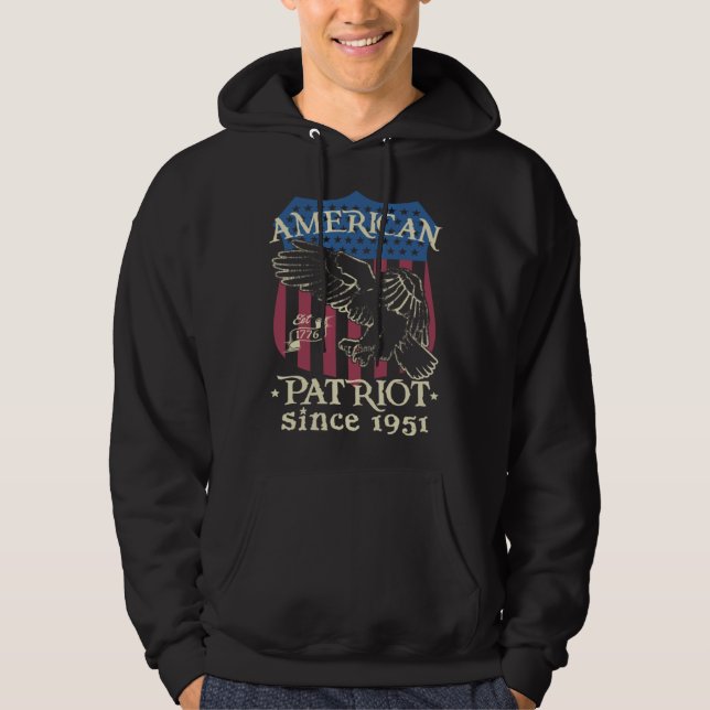 American Patriot since 1951 Proud American for Fre Hoodie (Vorderseite)