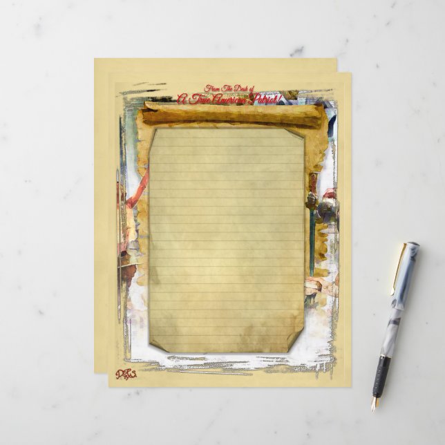 American Patriot Stationary 8.5x11 Paper Sheet (Vorderseite/Rückseite Beispiel)