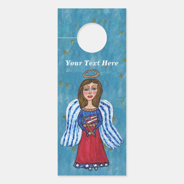 American Patriotic Angel USA Flag Gold Stars Blue Türanhänger (Vorderseite)
