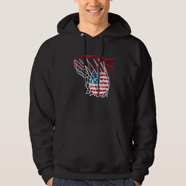 American Patriotic Basketball 4th Of July US Flag  Hoodie (Vorderseite)