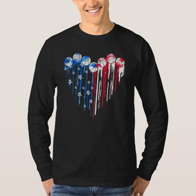 American Patriotic Basketball 4th Of July US Flag  T-Shirt (Vorderseite)