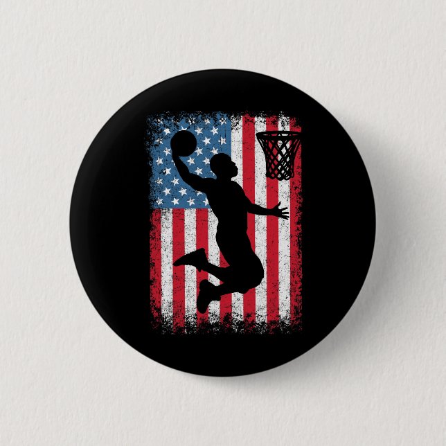 American Patriotic Bysketbyll 4. Juli US-Flagge Button (Vorderseite)