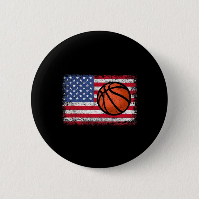 American Patriotic Bysketbyll 4. Juli US-Flagge Button (Vorderseite)