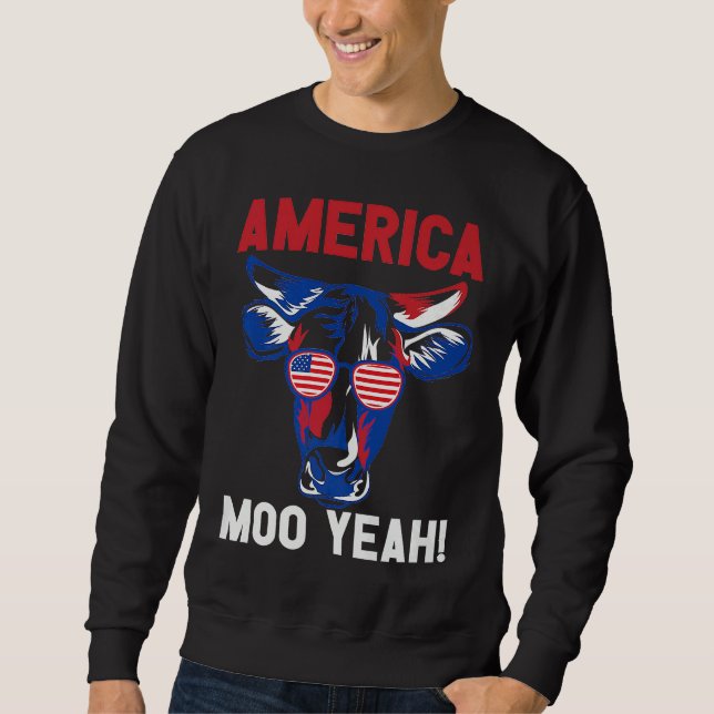 American Patriotic Decoration Moo Yeah Premium Sweatshirt (Vorderseite)