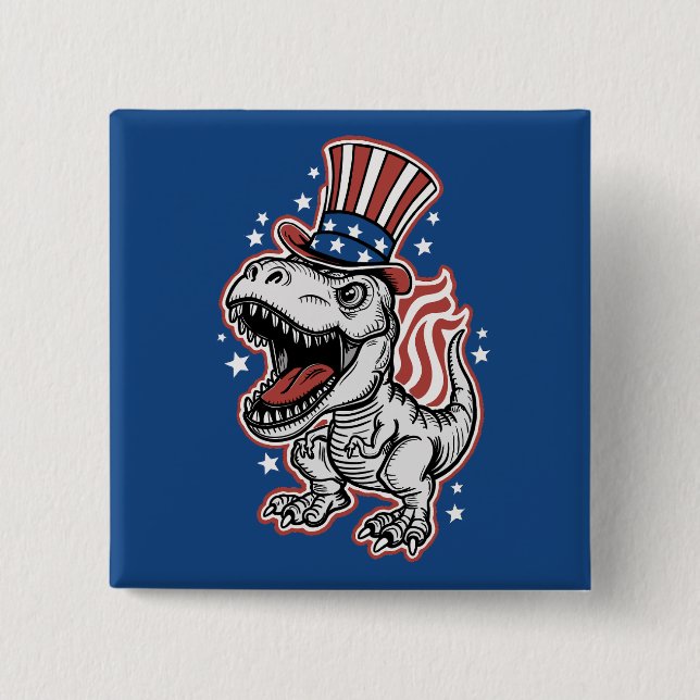 American Patriotic Dinosaurier Button (Vorderseite)