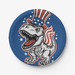 American Patriotic Dinosaurier Pappteller