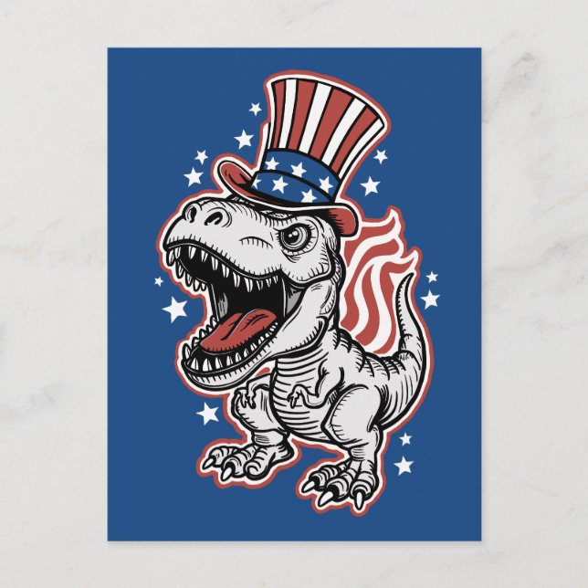 American Patriotic Dinosaurier Postkarte (Vorderseite)
