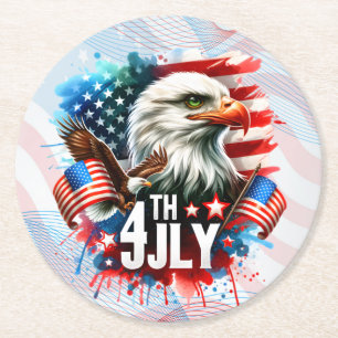 American Patriotic Eagle Sublimation-61905 Runder Pappuntersetzer