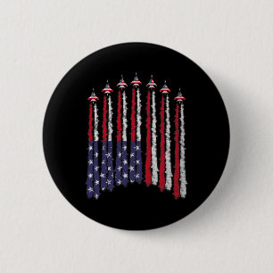 American Patriotic Fighter Jets Usa Flag Wave 4t Button
