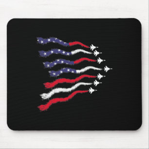American Patriotic Fighter Jets Usa Flag Wave 4t Mousepad
