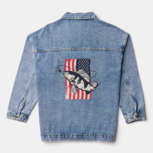American Patriotic Fishing Amerikanische Unabhängi Jeansjacke